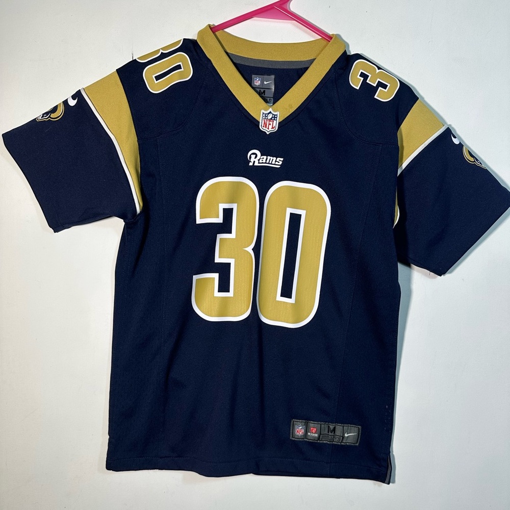 NFL Rams 30 Gurlsy II Kids Navy and Gold Jersey
